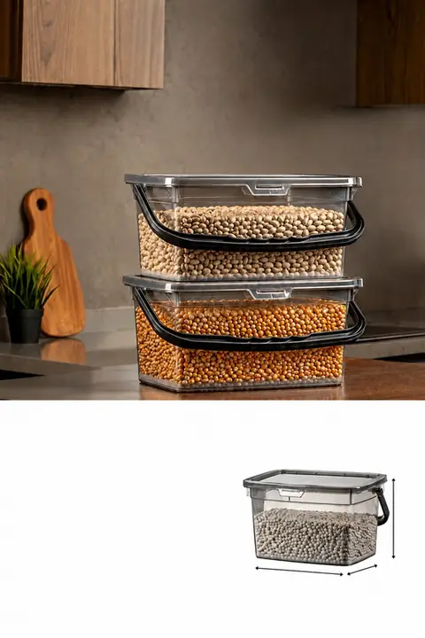 2-Piece Square Flour & Grain Container, 4 L