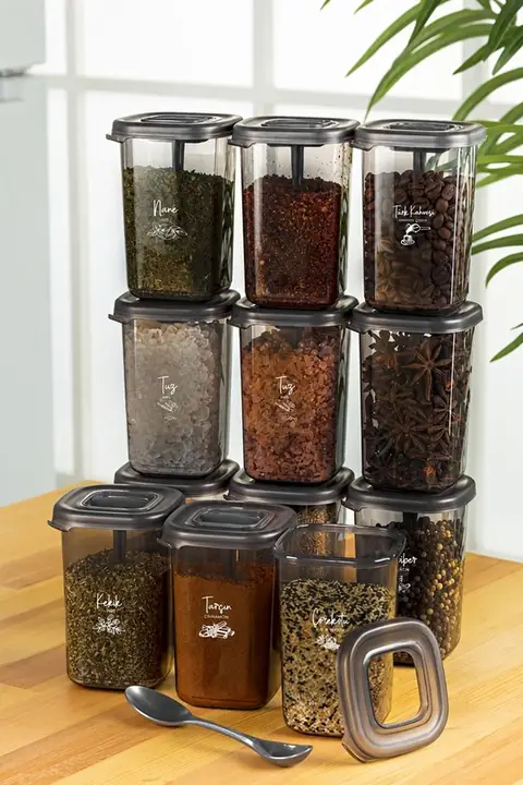 12-Piece Luna Spice Jar Set with Spoons, 450 ml