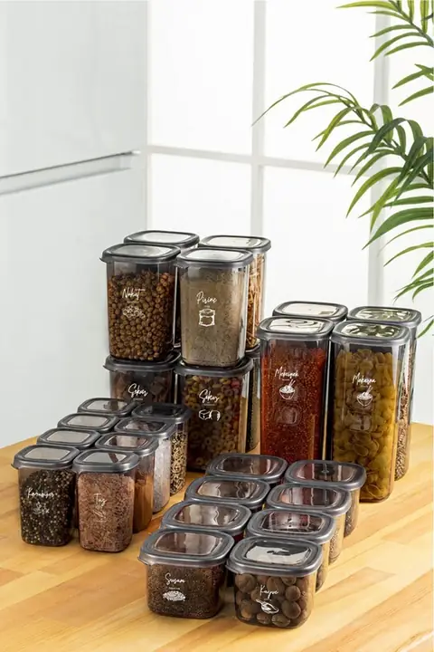 28-Piece Square Pantry & Spice Set, 8×(1.2/0.55/0.45 L) + 4×1.75 L