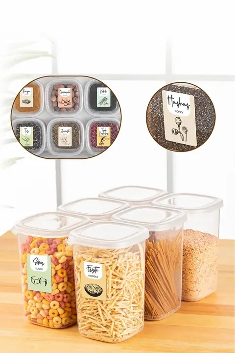 6-Piece Square Pantry Container Set, 1.2 L