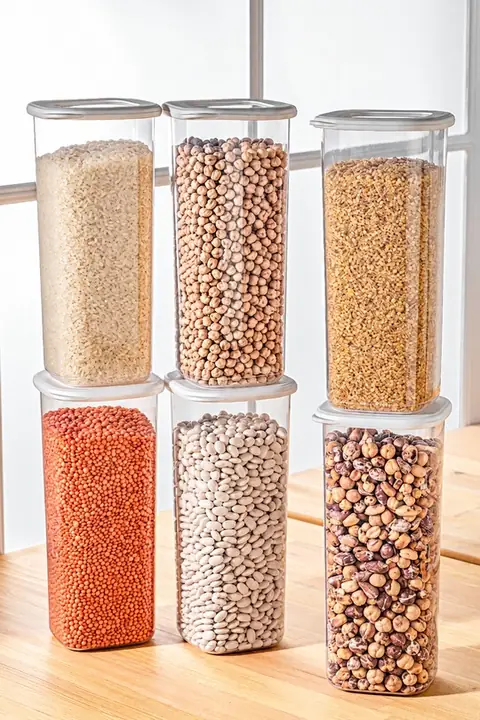 6-Piece Square Pantry Container Set with Labels, 1.75 L