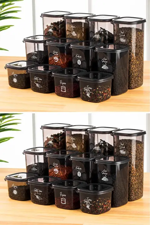 24-Piece Square Pantry Container Set, 8×(0.55/1.2/1.75 L)