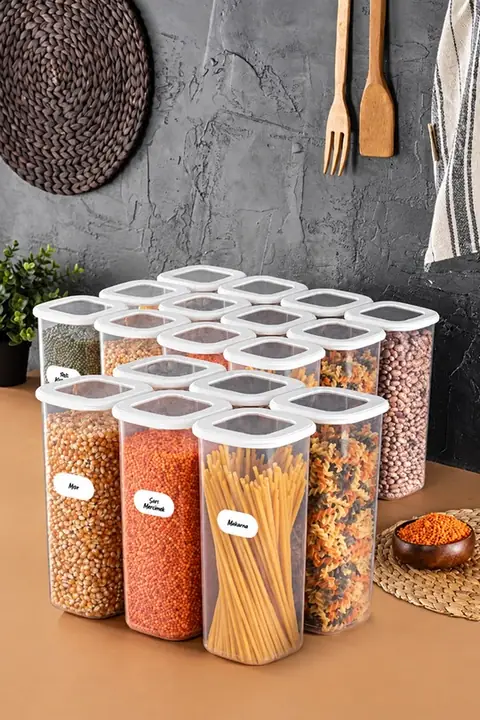 18-Piece Square Pantry Container Set with Labels, 1.75 L