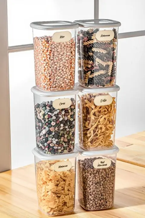 6-Piece Square Pantry Container Set, 1.2 L