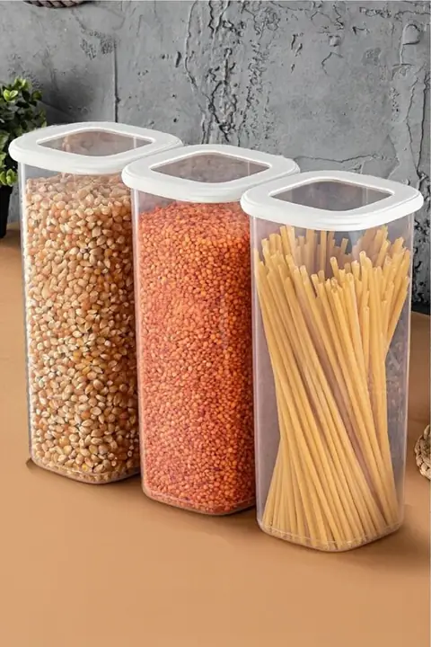 3-Piece Square Pantry Container Set with Labels, 1.75 L