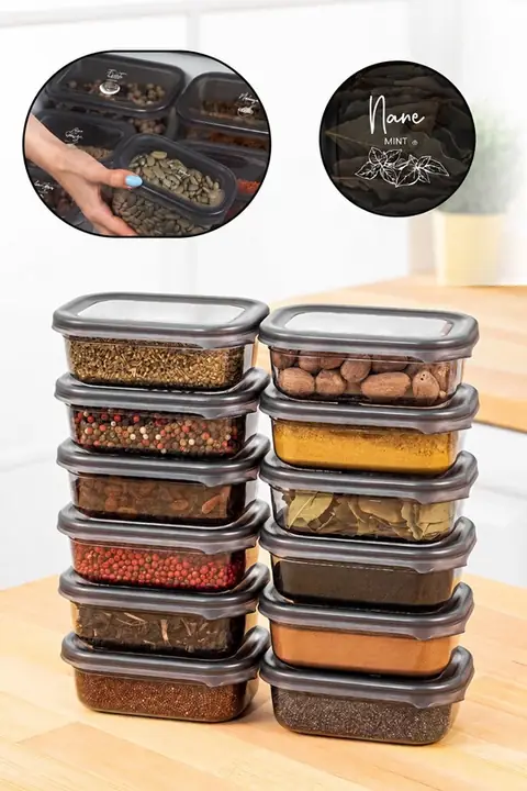 12-Piece Rectangular Spice Container Set, 400 ml