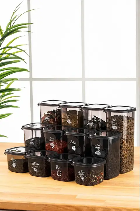 12-Piece Square Pantry Container Set, 4×(0.55/1.2/1.75 L)