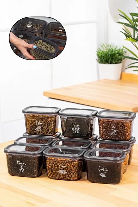 12-Piece Rectangular Spice Container Set, 800 ml