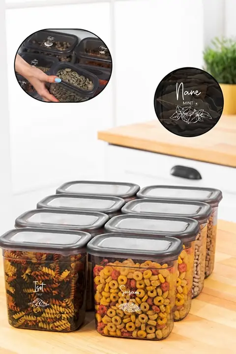 8-Piece Rectangular Spice Container Set, 1150 ml