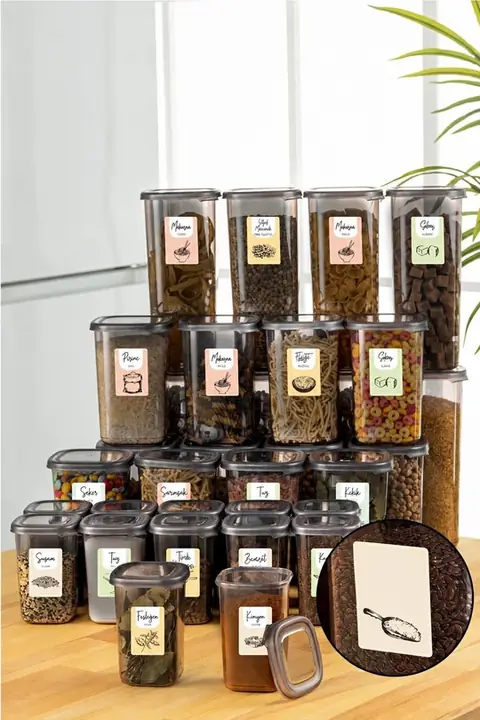 36-Piece Square Pantry & Spice Set, 8×(1.75/1.2/0.55 L) + 12×0.45 L