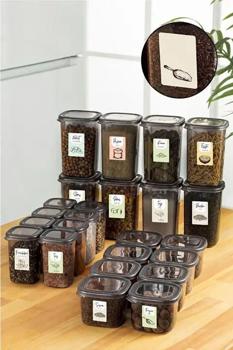 24-Piece Square Pantry & Spice Set, 8×(1.2/0.55/0.45 L)