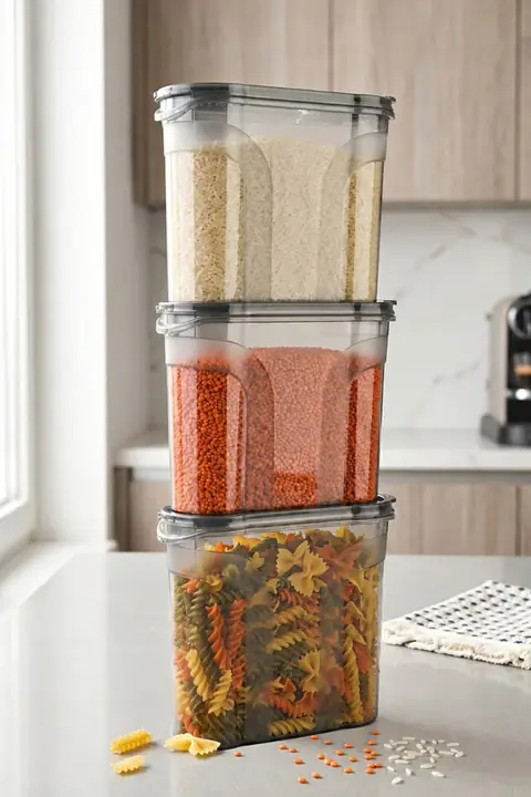 3-Piece Double-Lid Pantry Container Set, 2150 ml