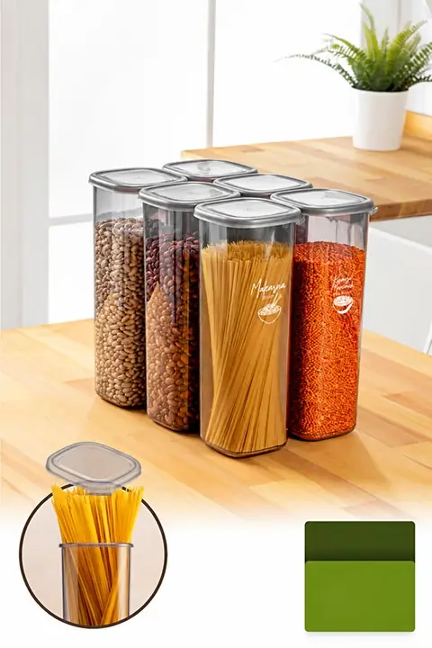 6-Piece Airtight Pantry Container Set with Labels, 2 L