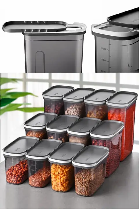 12-Piece Sliding-Lid Pantry Container Set, 4×(2.7/1.8/1.25 L)