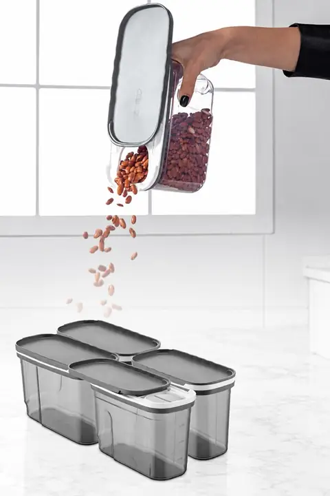4-Piece Sliding-Lid Pantry Container Set, 1.25 L