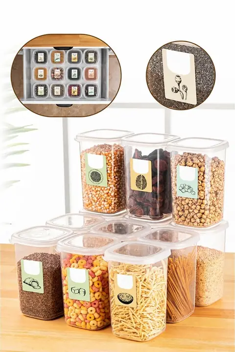12-Piece Square Pantry Container Set, 1.2 L