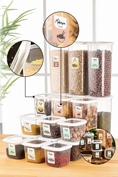 18-Piece Square Pantry Container Set, 9×(0.55/1.75 L)