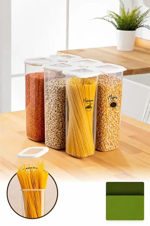 6-Piece Silicone-Lid Pantry Container Set with Labels, 2 L