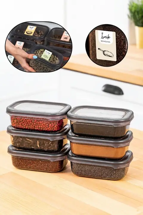 6-Piece Rectangular Spice Container Set, 400 ml
