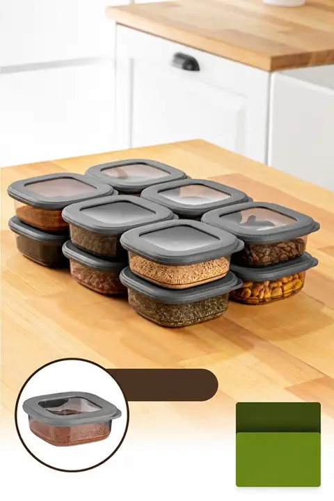 12-Piece Airtight Spice Container Set with Labels, 0.25 L