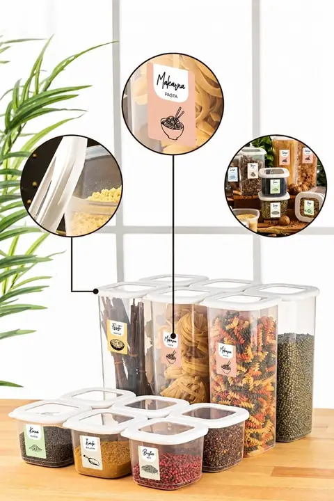 12-Piece Square Pantry Container Set, 6×(0.55/1.75 L)