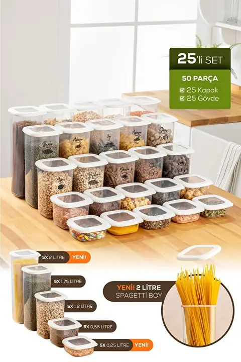 25-Piece Airtight Pantry & Spice Container Set with Labels