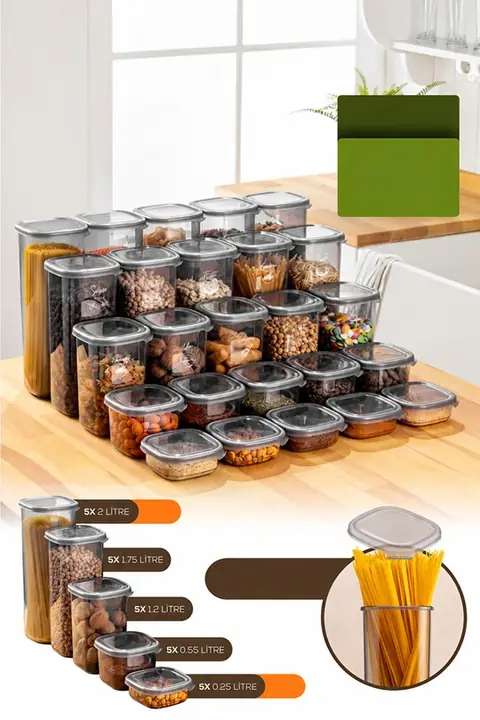 25-Piece Airtight Pantry & Spice Container Set with Labels