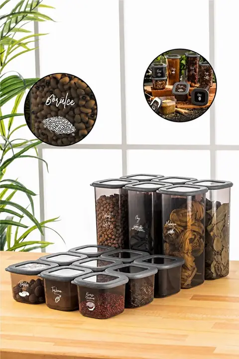 15-Piece Square Pantry Container Set, 9×0.55 L + 6×1.75 L