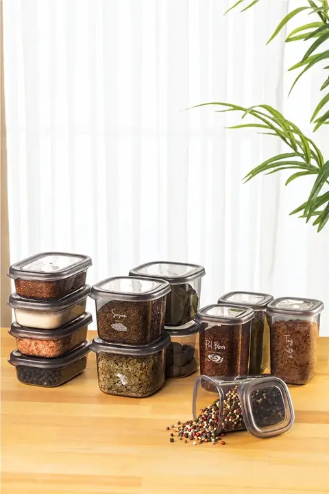 12-Piece Spice Container Value Set with Labels, 4×(0.40/0.45/0.55 L)