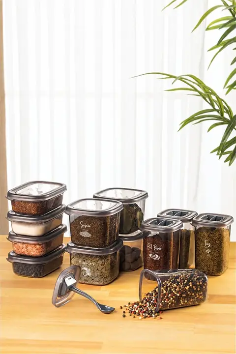 12-Piece Spice Jar Value Set with Labels, 4×(0.40/0.45/0.55 L)