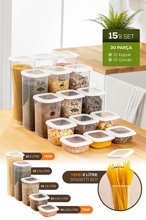 15-Piece Airtight Pantry & Spice Container Set with Labels