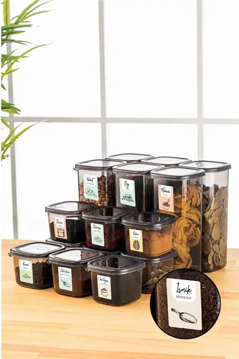 15-Piece Square Pantry Container Set, 9×0.55 L + 6×1.75 L