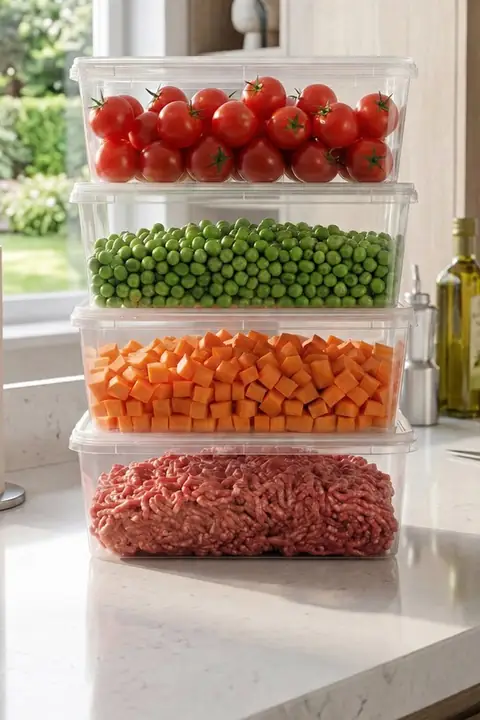 4-Piece Fixed-Lid Rectangular Pantry Container Set, 2 L