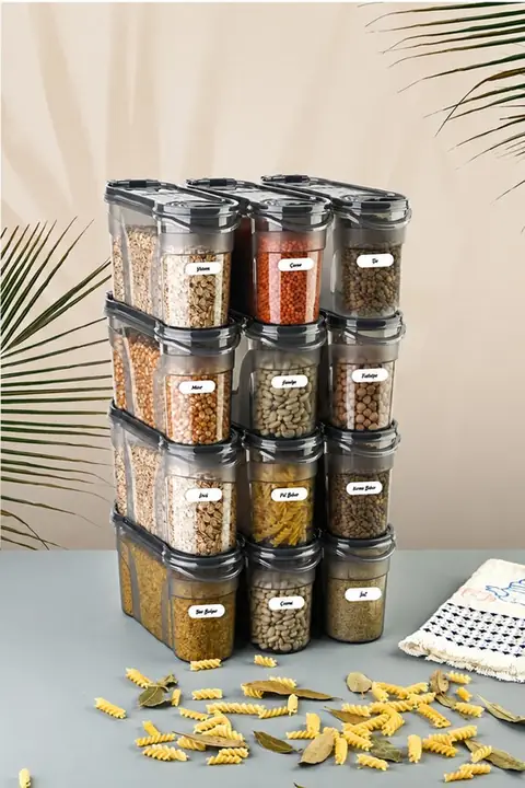 12-Piece Spice Container Set with Labels, 1400 ml