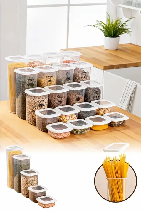 20-Piece Silicone-Lid Pantry & Spice Container Set with Labels
