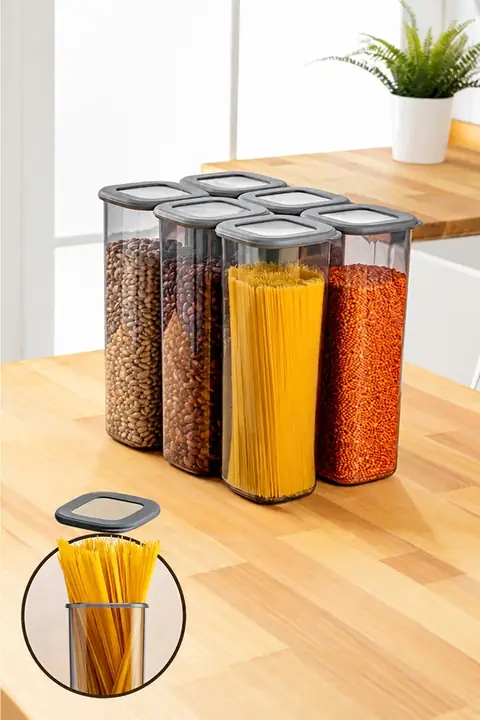 6-Piece Silicone-Lid Pantry Container Set with Labels, 2 L