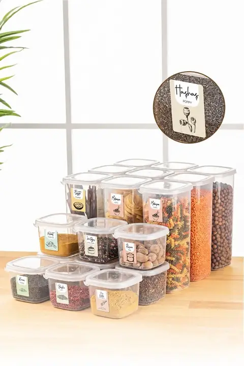 18-Piece Square Pantry Container Set, 9×(0.55/1.75 L)
