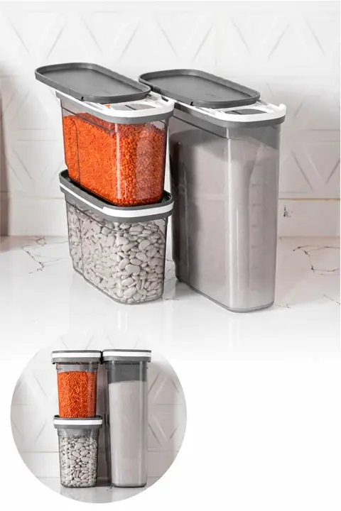 3-Piece Sliding-Lid Pantry Container Set, 1×2.7 L + 2×1.25 L