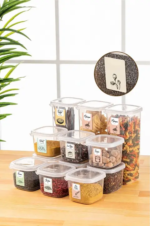 12-Piece Square Pantry Container Set, 9×0.55 L + 3×1.75 L