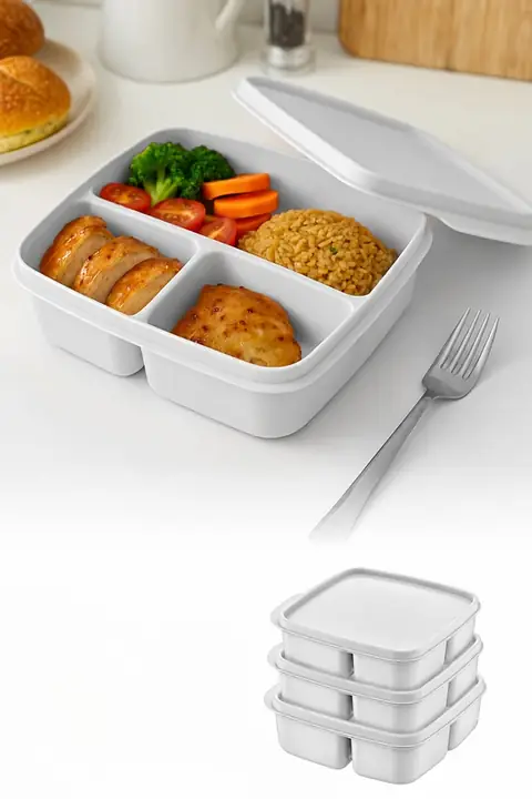 3-Piece Divided Square Storage Container Set