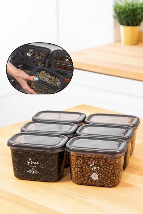 6-Piece Rectangular Storage Container Set, 800 ml