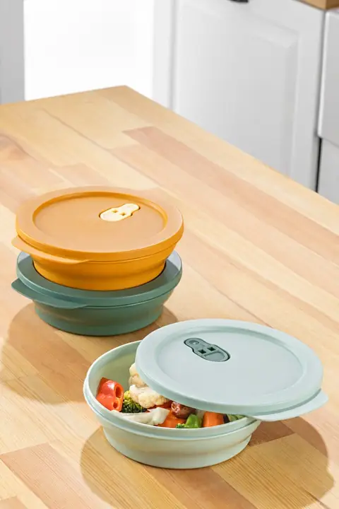 3-Piece Microwave-Safe Lidded Storage Container Set, 1 L