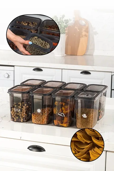 8-Piece Tall Rectangular Storage Container Set with Lids, 2 L