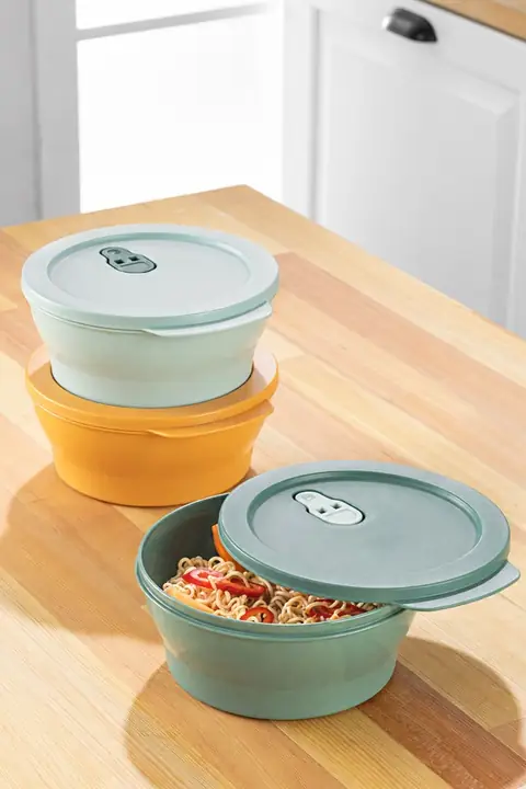 3-Piece Microwave-Safe Lidded Storage Container Set, 1.5 L