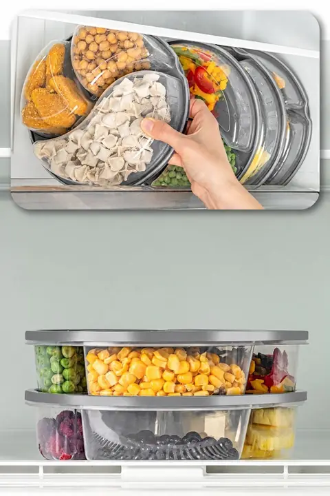 2-Piece 3-Compartment Round Food Container Set, 1.2 L
