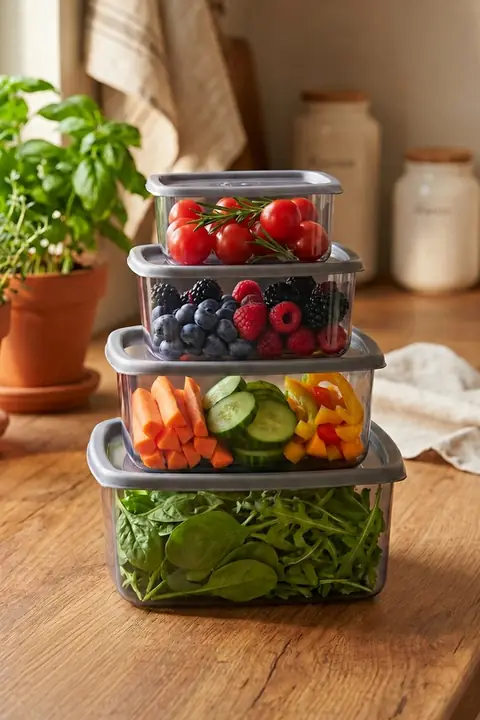 4-Piece Square Airtight Storage Container Set, 1.4 L/850/500/270 ml