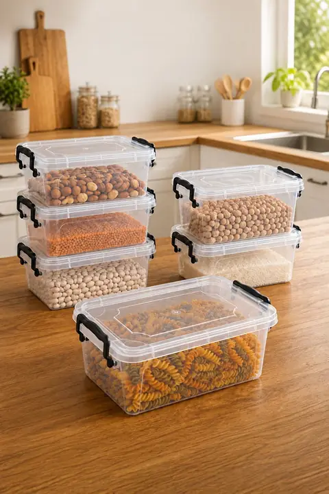6-Piece Locking-Lid Rectangular Storage Container Set, 3.5 L, Microwave Safe