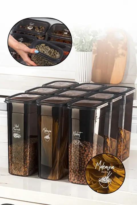 9-Piece Tall Rectangular Storage Container Set with Lids, 3.2 L