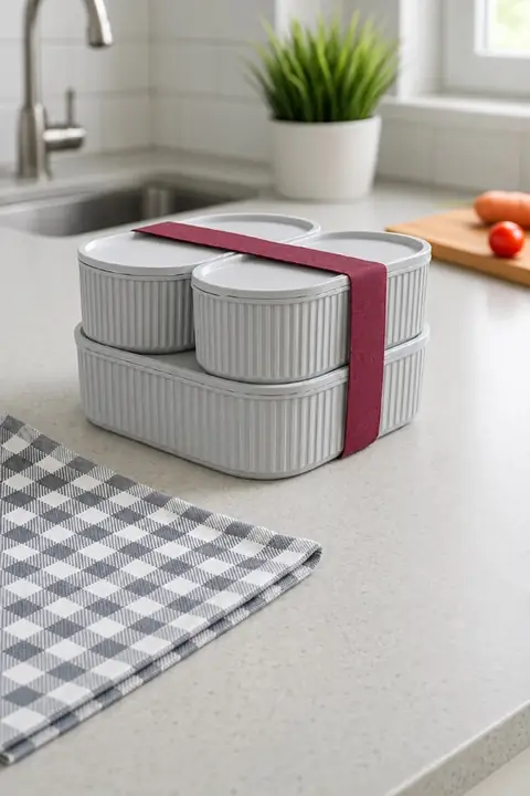 3-Piece Stackable Storage Container Set with Elastic Band, 2×1100 + 1×2400 ml