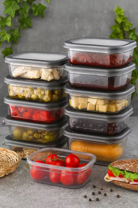12-Piece Rectangular Storage Container Set, 670 ml